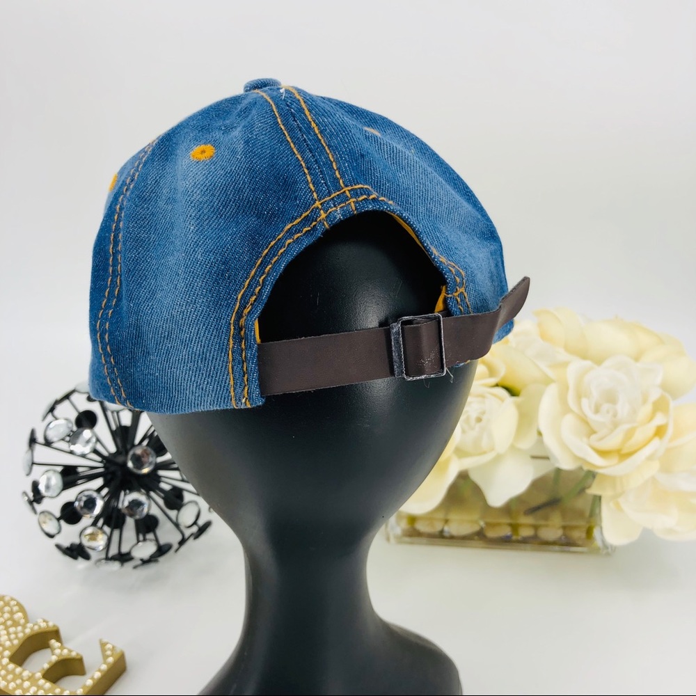 Denim Love Rhinestone Baseball Cap Hat - Picture 4 of 6